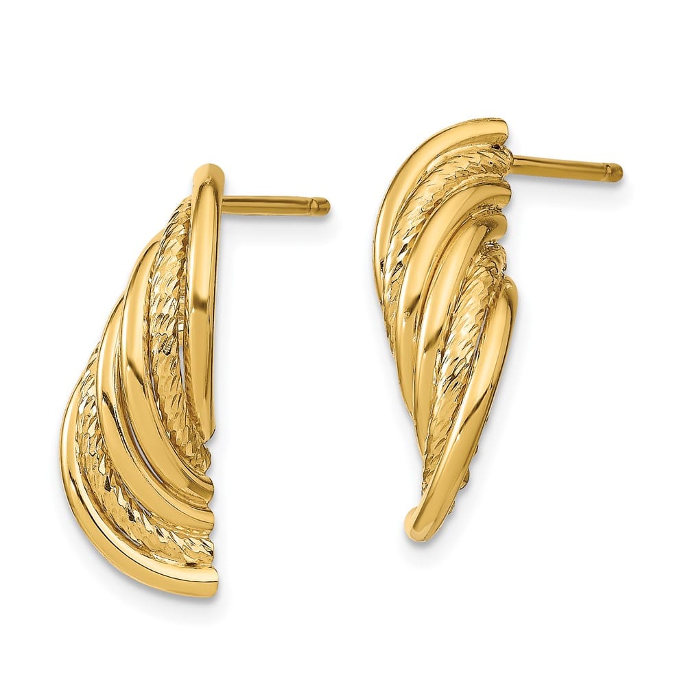 14K Yellow Gold Fancy Polished D.C. Twisted Dangle Post Earrings, view 2 of 4