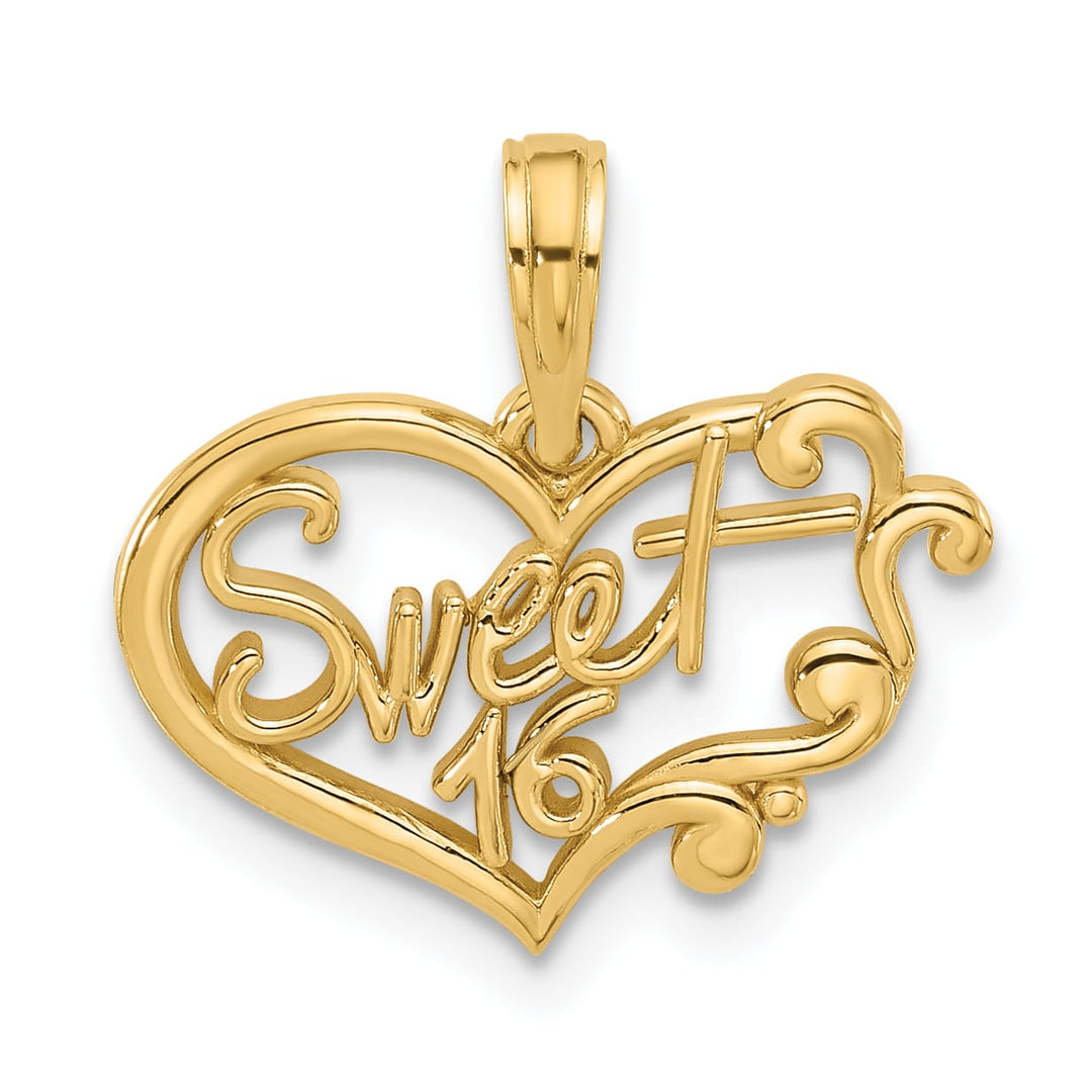 14K Yellow Gold Fancy SWEET 16 in Heart Charm