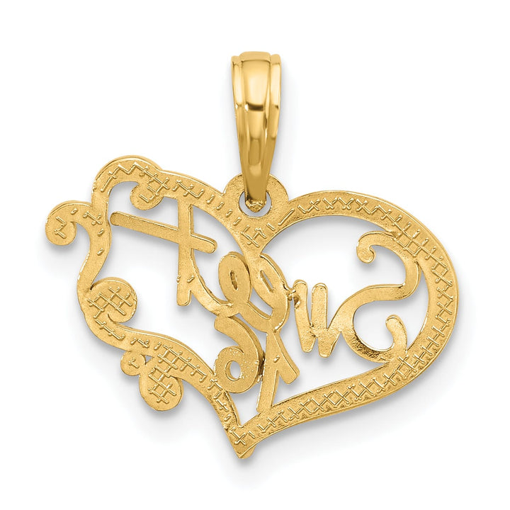 14K Yellow Gold Fancy SWEET 16 in Heart Charm