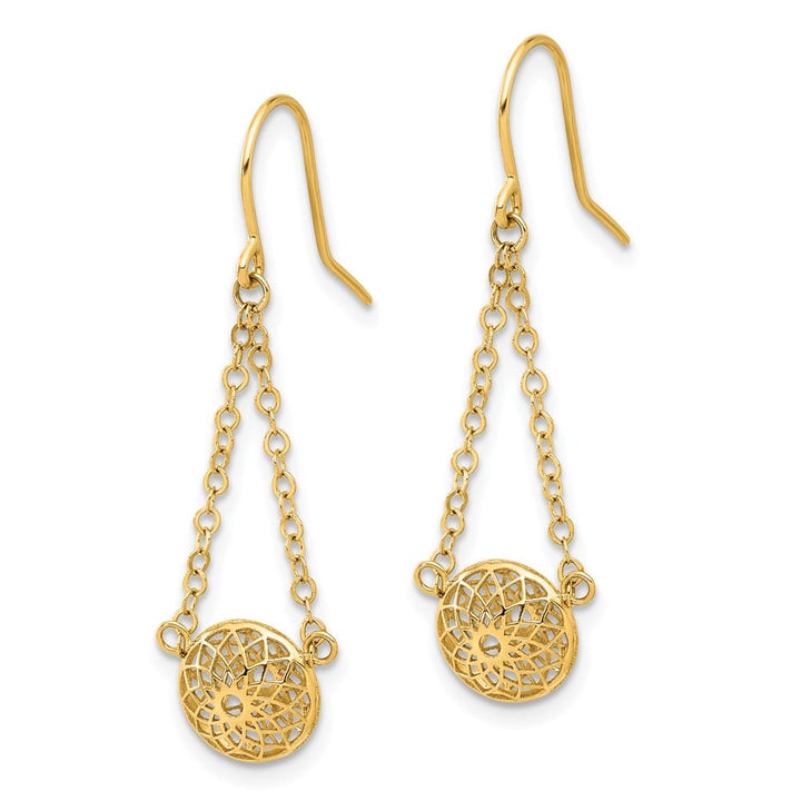 14K Yellow Gold Filigree Bead and Chain Dangle French Hook Earrings, view 2 of 4