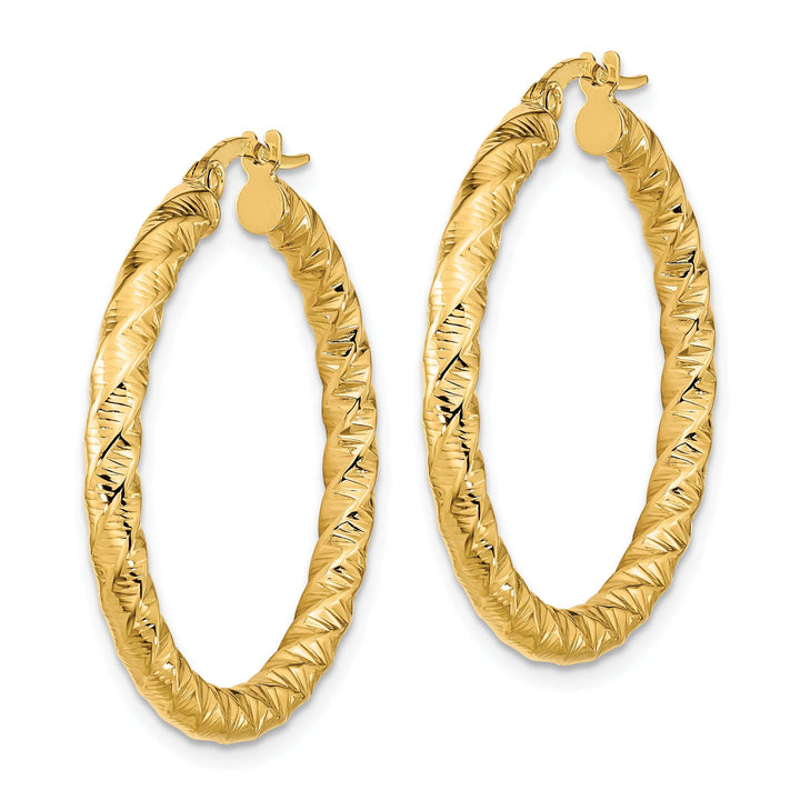 14K Yellow Gold Fine Polished 30.2mm Twisted Hoops