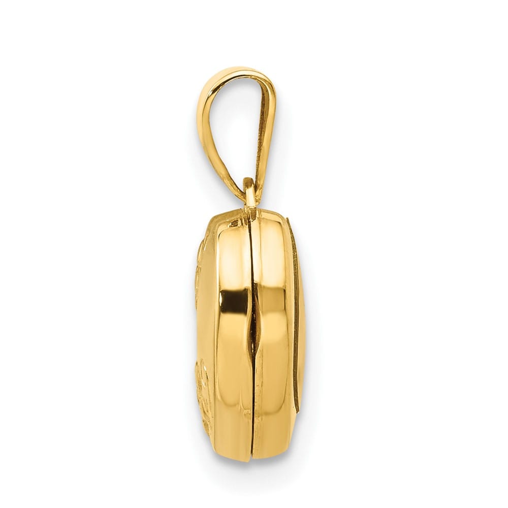 14K Yellow Gold Floral 10mm Heart Locket