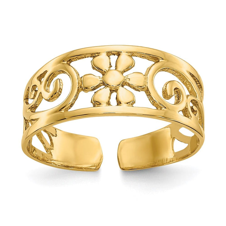 14k Yellow Gold Floral Toe Ring