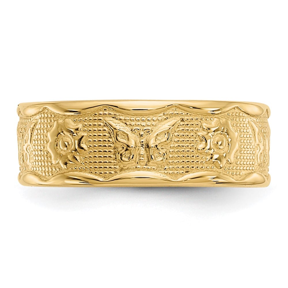 14k Yellow Gold Flower and Butterfly Toe Ring