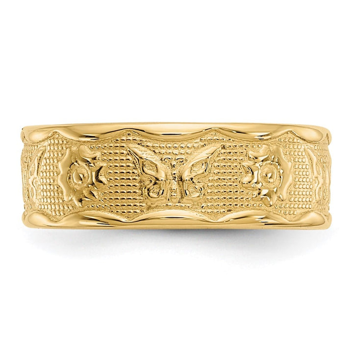 14k Yellow Gold Flower and Butterfly Toe Ring