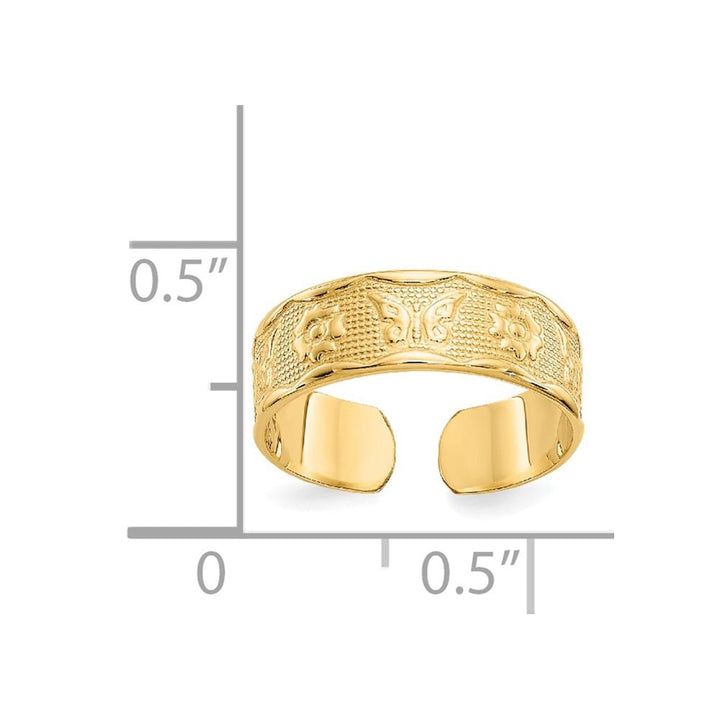 14k Yellow Gold Flower and Butterfly Toe Ring