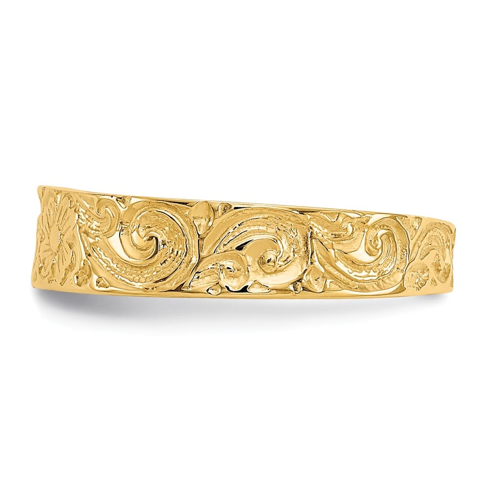14k Yellow Gold Flower and Scroll Toe Ring