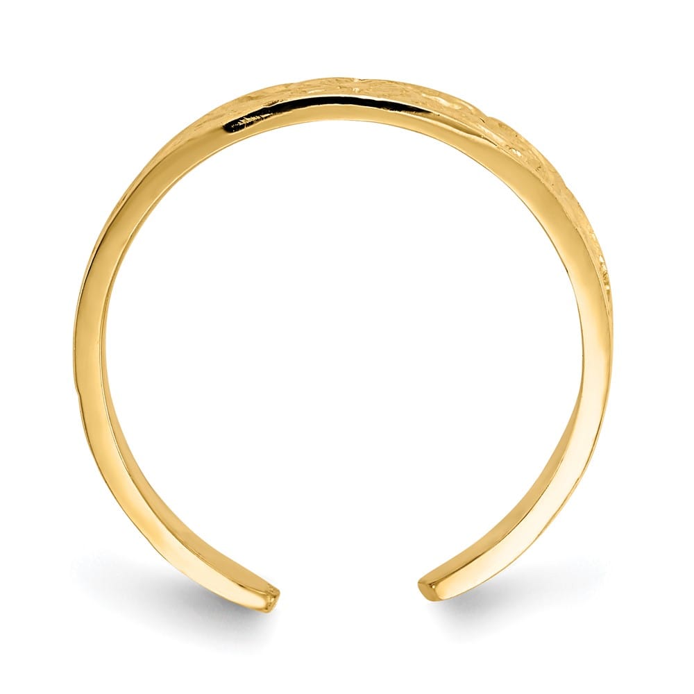 14k Yellow Gold Flower and Scroll Toe Ring
