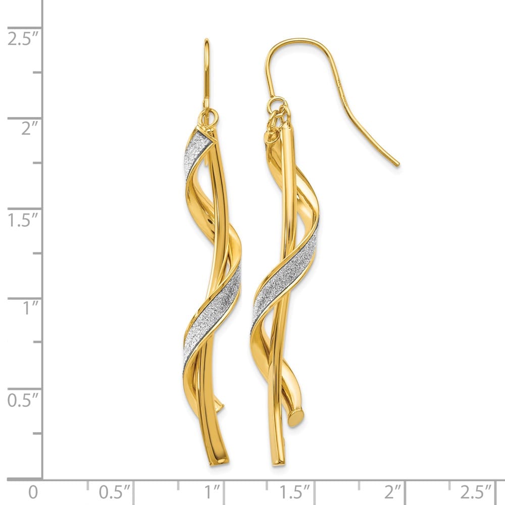 14K Yellow Gold Glitter-Infused Spiral Dangle French Hook Earrings, view 5 of 5