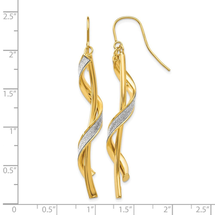 14K Yellow Gold Glitter-Infused Spiral Dangle French Hook Earrings, view 5 of 5