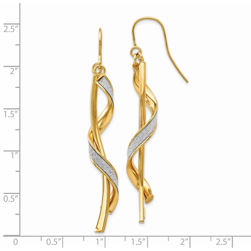 14K Yellow Gold Glitter-Infused Spiral Dangle French Hook Earrings, view 2 of 5