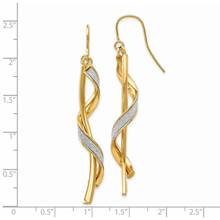 14K Yellow Gold Glitter-Infused Spiral Dangle French Hook Earrings, view 2 of 5