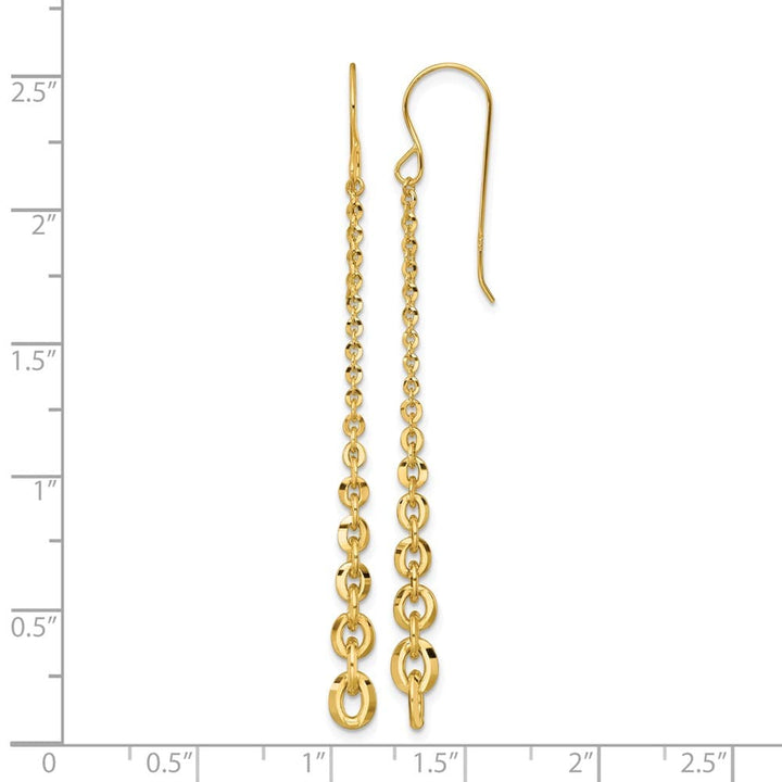14K Yellow Gold Graduated Cable Chain Link Dangle French Hook Earrings, view 3 of 3