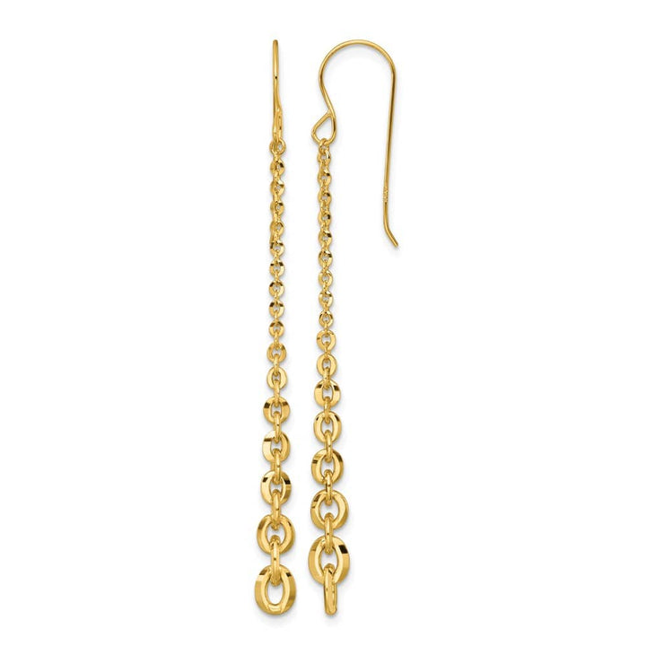 14K Yellow Gold Graduated Cable Chain Link Dangle French Hook Earrings, view 1 of 3