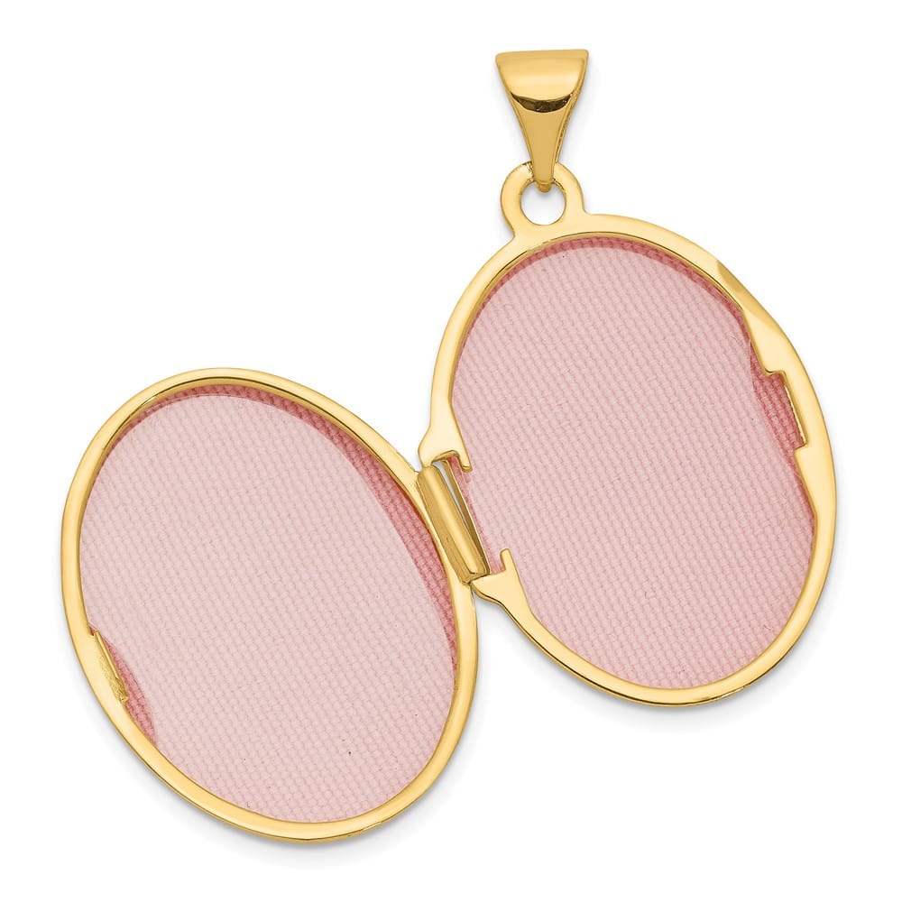 14K Yellow Gold Guardian Angel with Poem on Reverse 21mm Oval Locket
