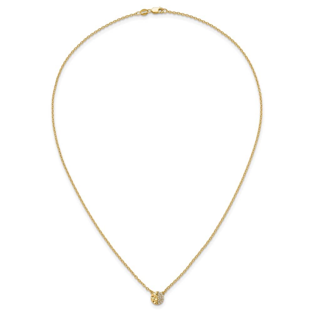14K Yellow Gold Hammered 1/20 carat Diamond Disk 18 inch Necklace