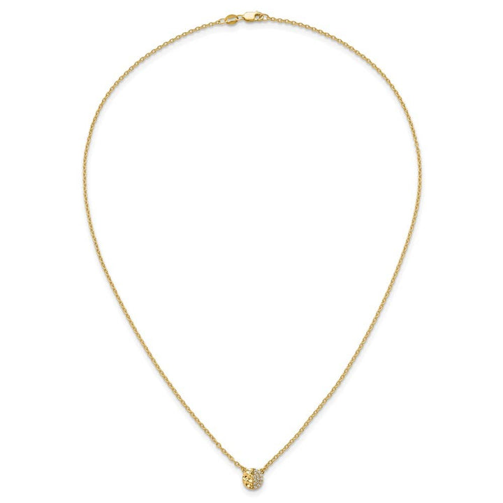 14K Yellow Gold Hammered 1/20 carat Diamond Disk 18 inch Necklace