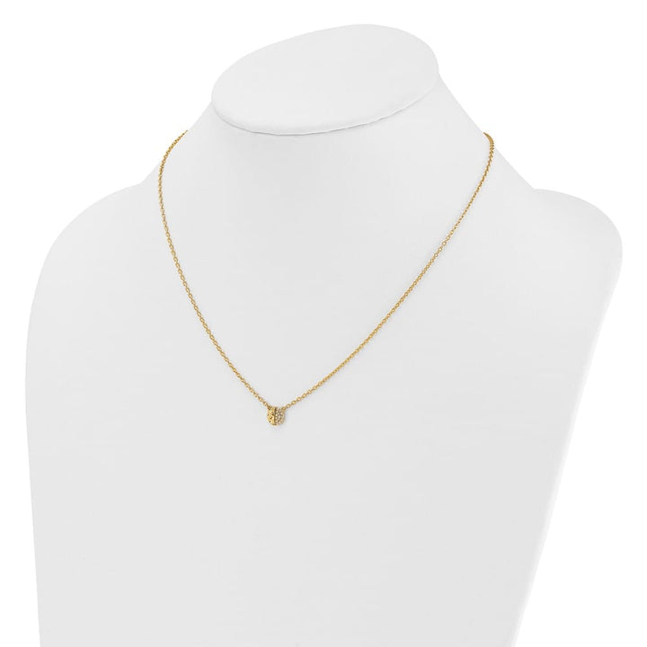 14K Yellow Gold Hammered 1/20 carat Diamond Disk 18 inch Necklace