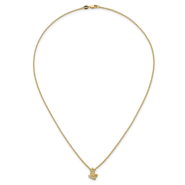 14K Yellow Gold Hammered 1/20 ct Diamond Butterfly 18 inch Necklace
