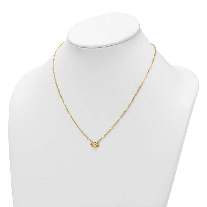 14K Yellow Gold Hammered 1/20 ct Diamond Evil Eye 18 inch Necklace