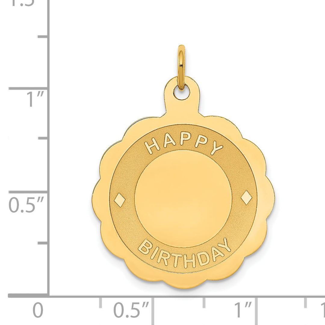 14K Yellow Gold Happy Birthday 22mm Engravable Disc Charm