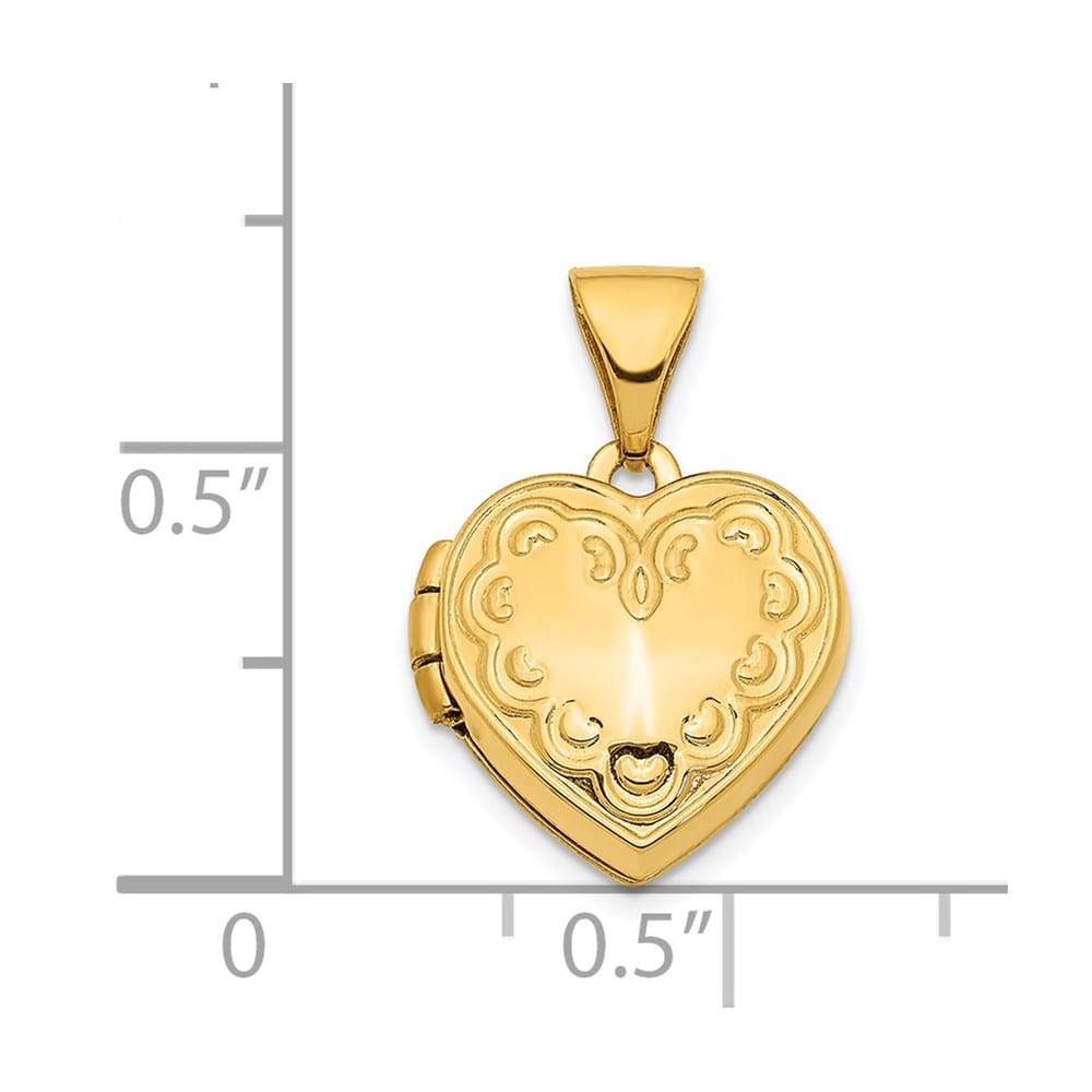 14K Yellow Gold Heart Border 13mm Heart Locket