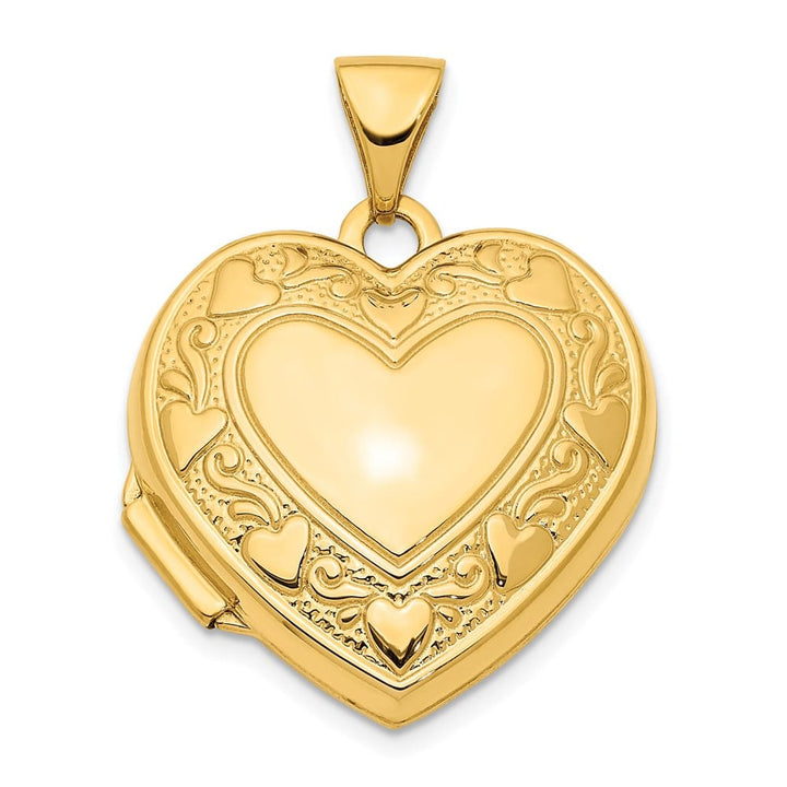 14K Yellow Gold Heart Border 19mm Heart Locket