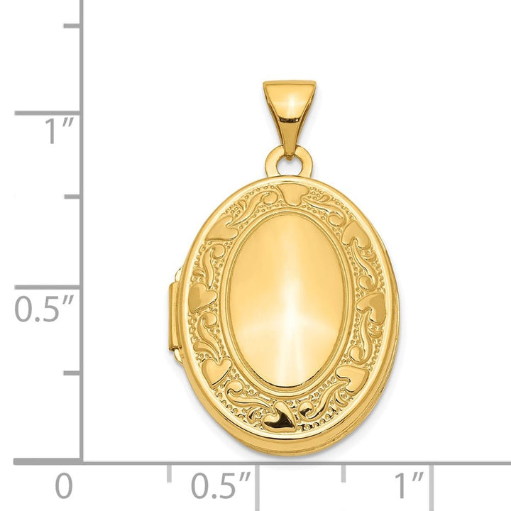 14K Yellow Gold Heart Border 21mm Oval Locket