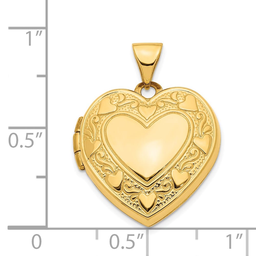 14K Yellow Gold Heart Border Reverses to Cut-Out 19mm Heart Locket