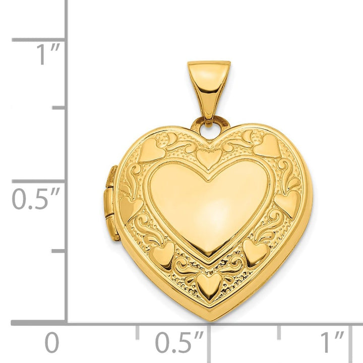 14K Yellow Gold Heart Border Reverses to Cut-Out 19mm Heart Locket