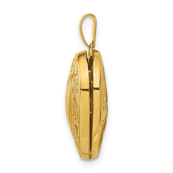 14K Yellow Gold Heart Border Reverses to Cut-Out 19mm Heart Locket