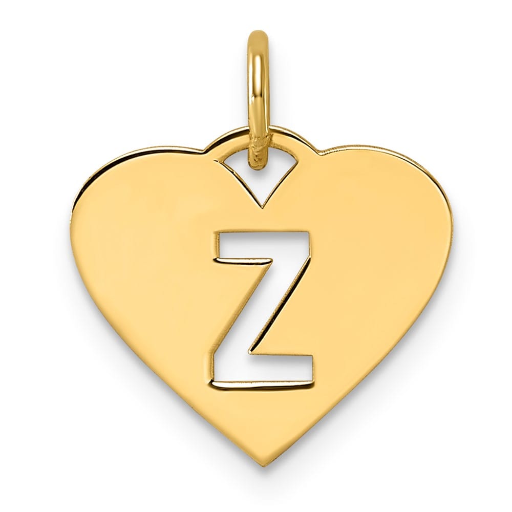 14k Yellow Gold Heart Cut-Out Letter Z Initial Pendant