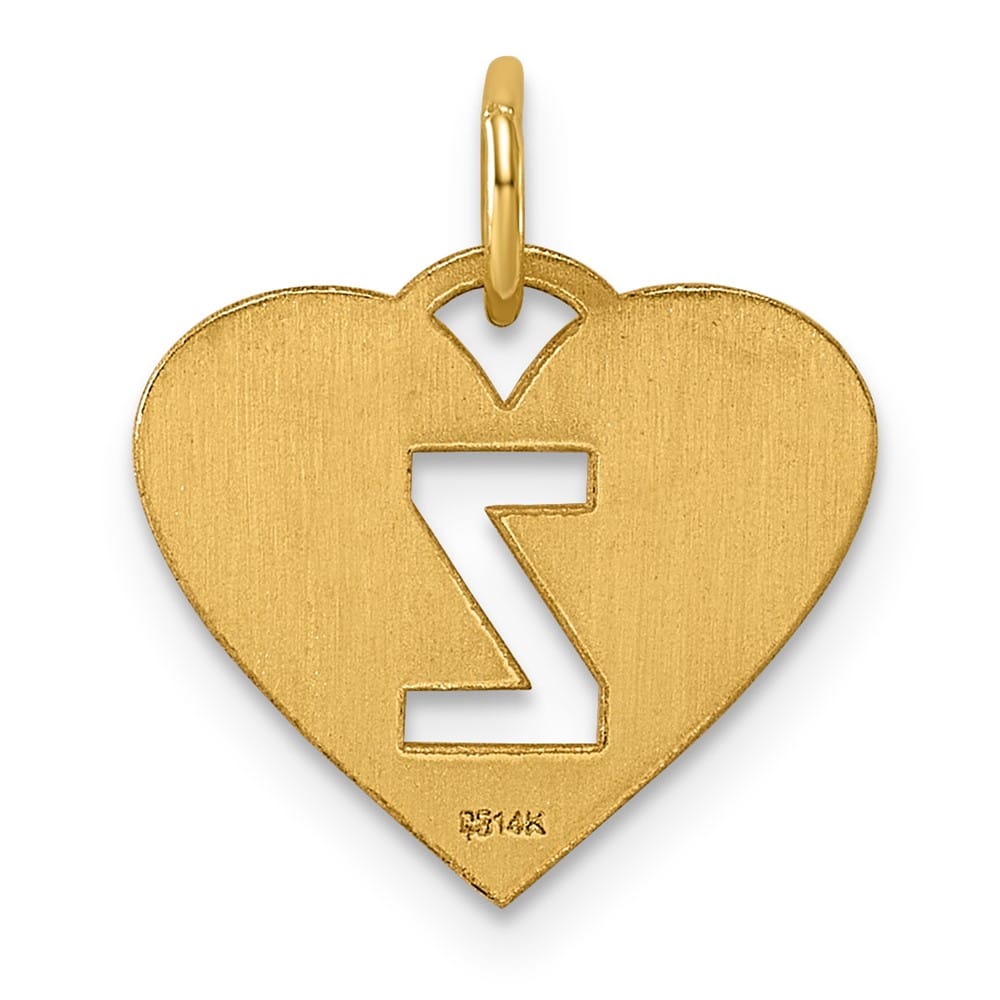 14k Yellow Gold Heart Cut-Out Letter Z Initial Pendant