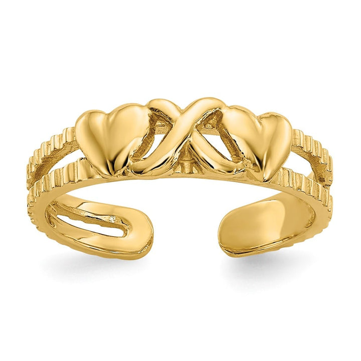 14k Yellow Gold Hearts-and-X Toe Ring