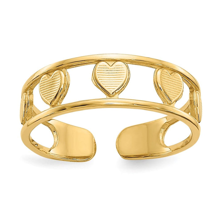 14k Yellow Gold Hearts Toe Ring