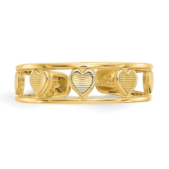 14k Yellow Gold Hearts Toe Ring