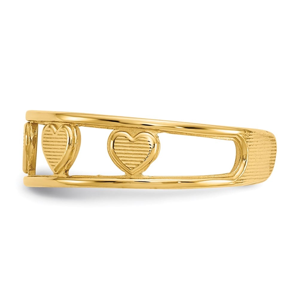 14k Yellow Gold Hearts Toe Ring