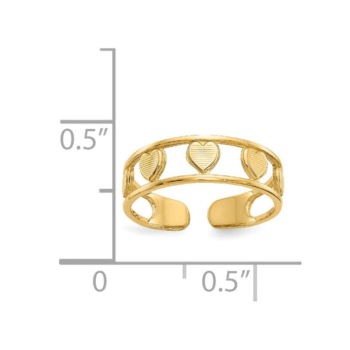 14k Yellow Gold Hearts Toe Ring