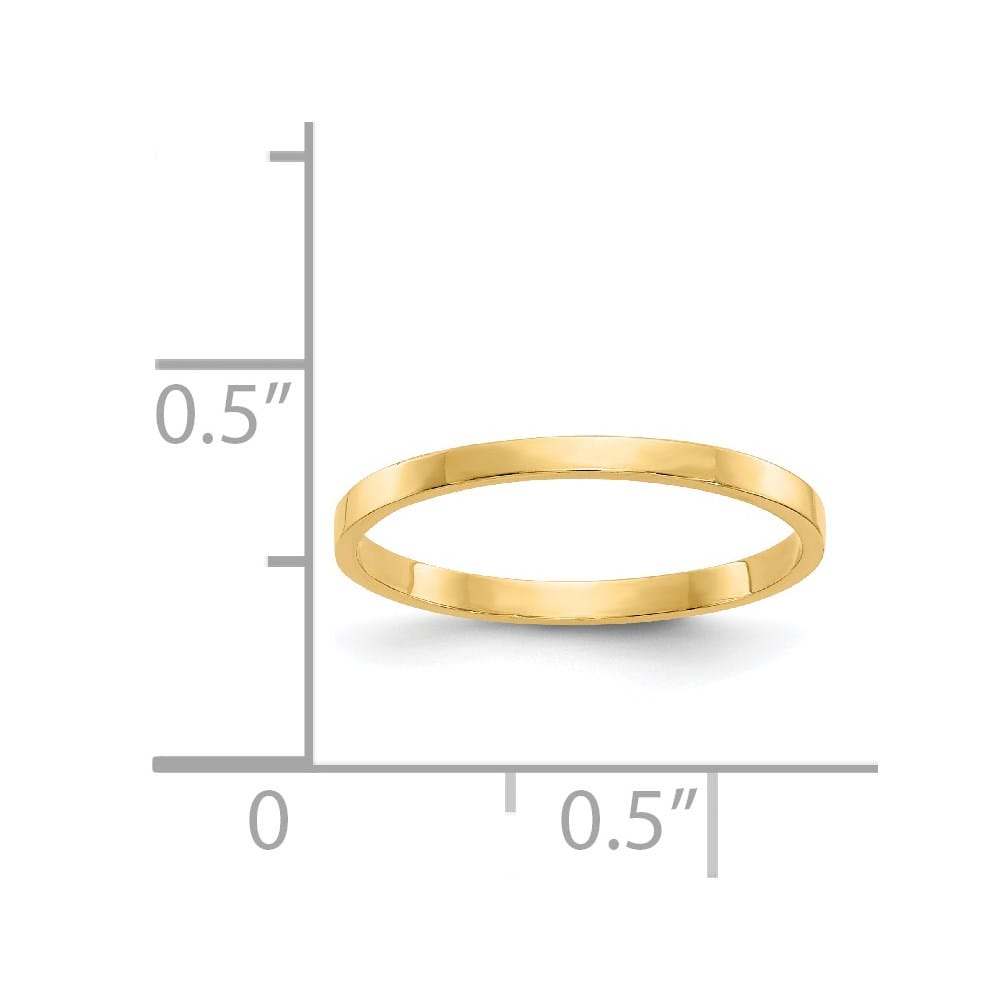 14k Yellow Gold High Polished 1mm Flat Band Ring