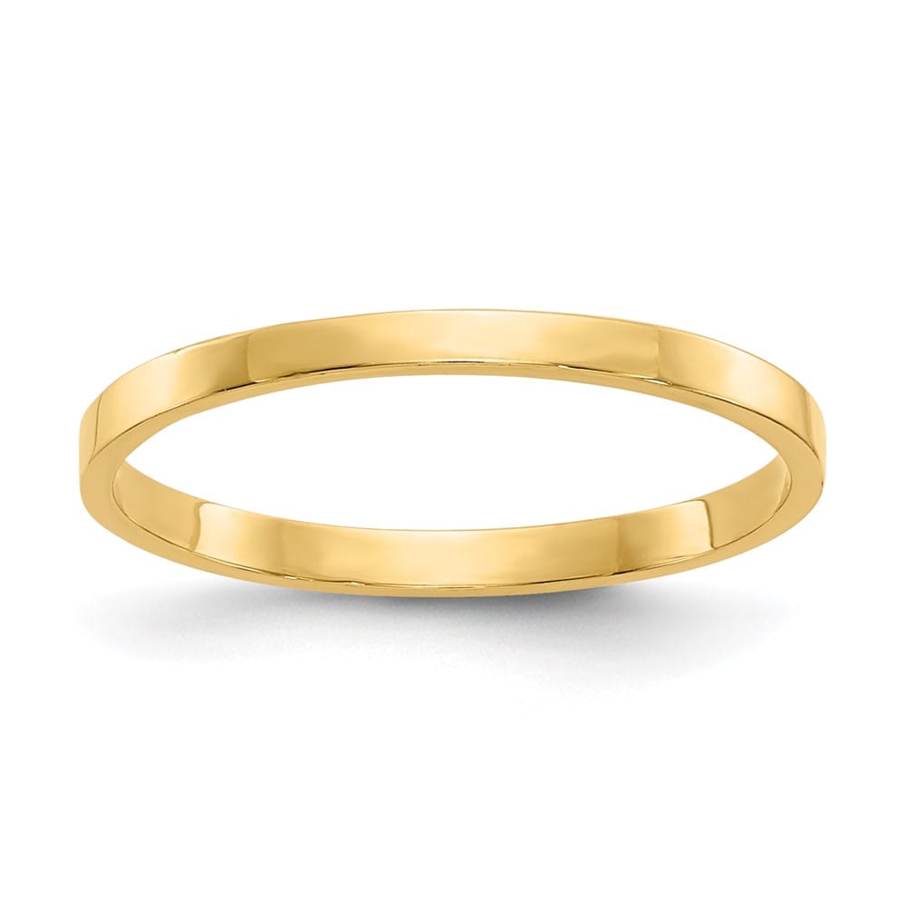 14k Yellow Gold High Polished 1mm Flat Band Ring