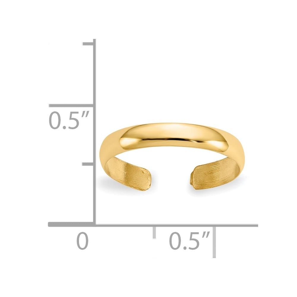 14k Yellow Gold High Polished 2.5mm Band Toe Ring