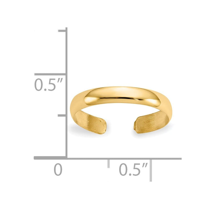 14k Yellow Gold High Polished 2.5mm Band Toe Ring