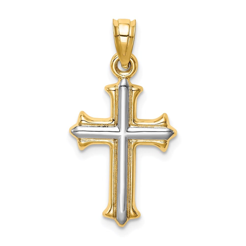 14K Yellow Gold Hollow Cross Pendant 26mm, view 4 of 4
