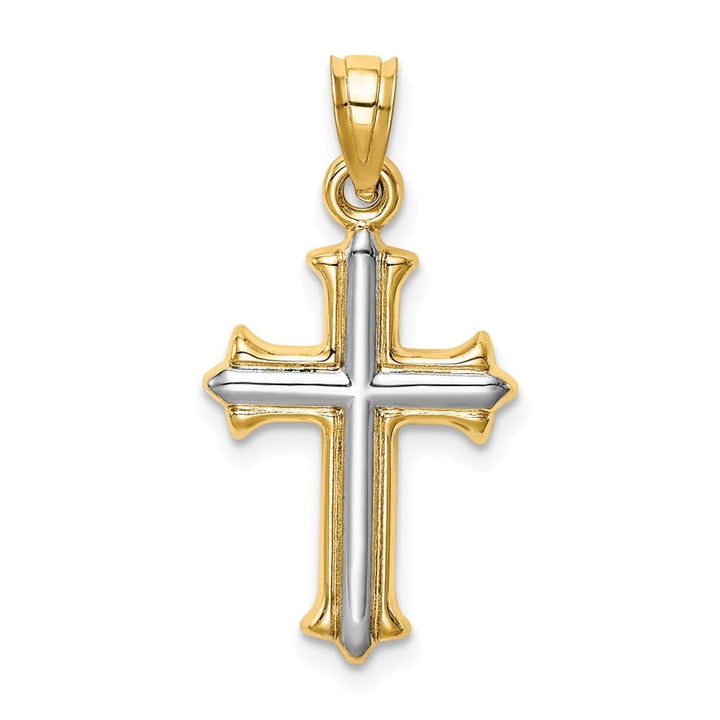 14K Yellow Gold Hollow Cross Pendant 26mm, view 4 of 4