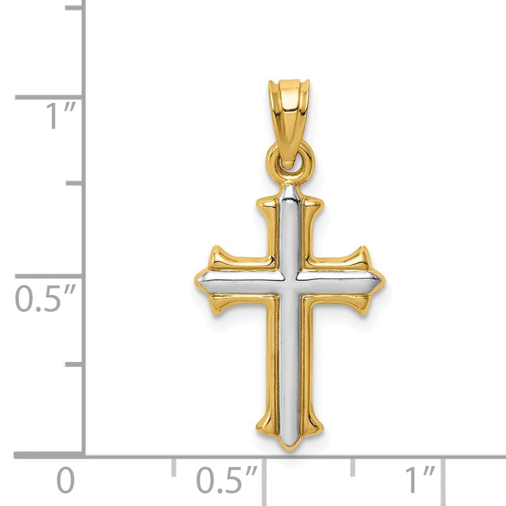 14K Yellow Gold Hollow Cross Pendant 26mm, view 3 of 4