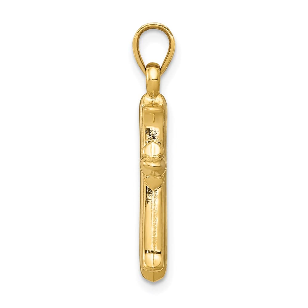 14K Yellow Gold Hollow Cross Pendant 26mm, view 2 of 4