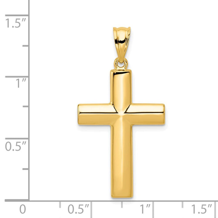 14K Yellow Gold Hollow Cross Pendant 28x18mm, view 4 of 4