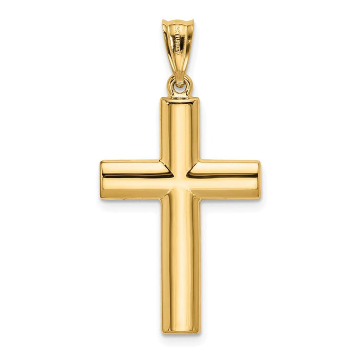 14K Yellow Gold Hollow Cross Pendant 28x18mm, view 3 of 4