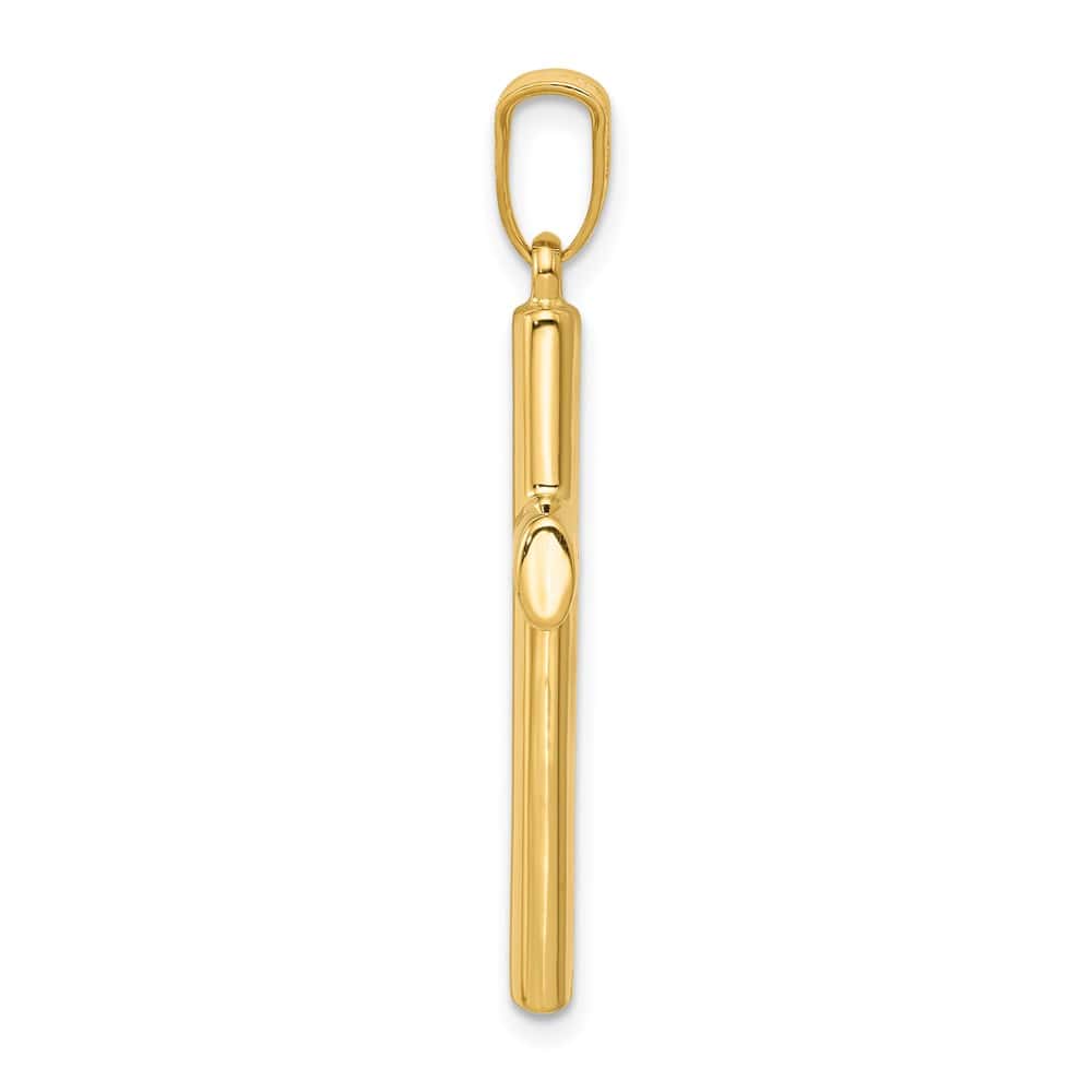 14K Yellow Gold Hollow Cross Pendant 28x18mm, view 2 of 4