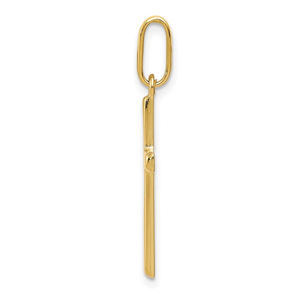14K Yellow Gold Hollow Cross Pendant 30x13mm, view 2 of 3